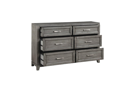 Garretson Gray Modern Transitional Okume Veneer Solid Wood Metal Storage Bedroom Set - Ella Furniture