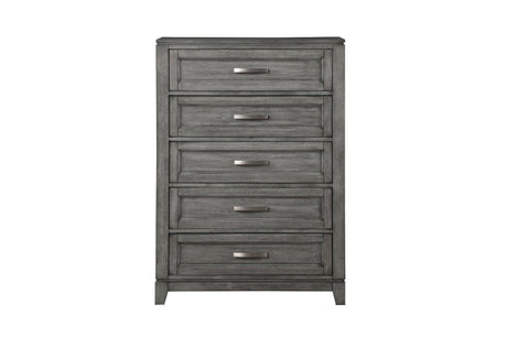 Garretson Gray Modern Transitional Okume Veneer Solid Wood Metal Storage Bedroom Set - Ella Furniture