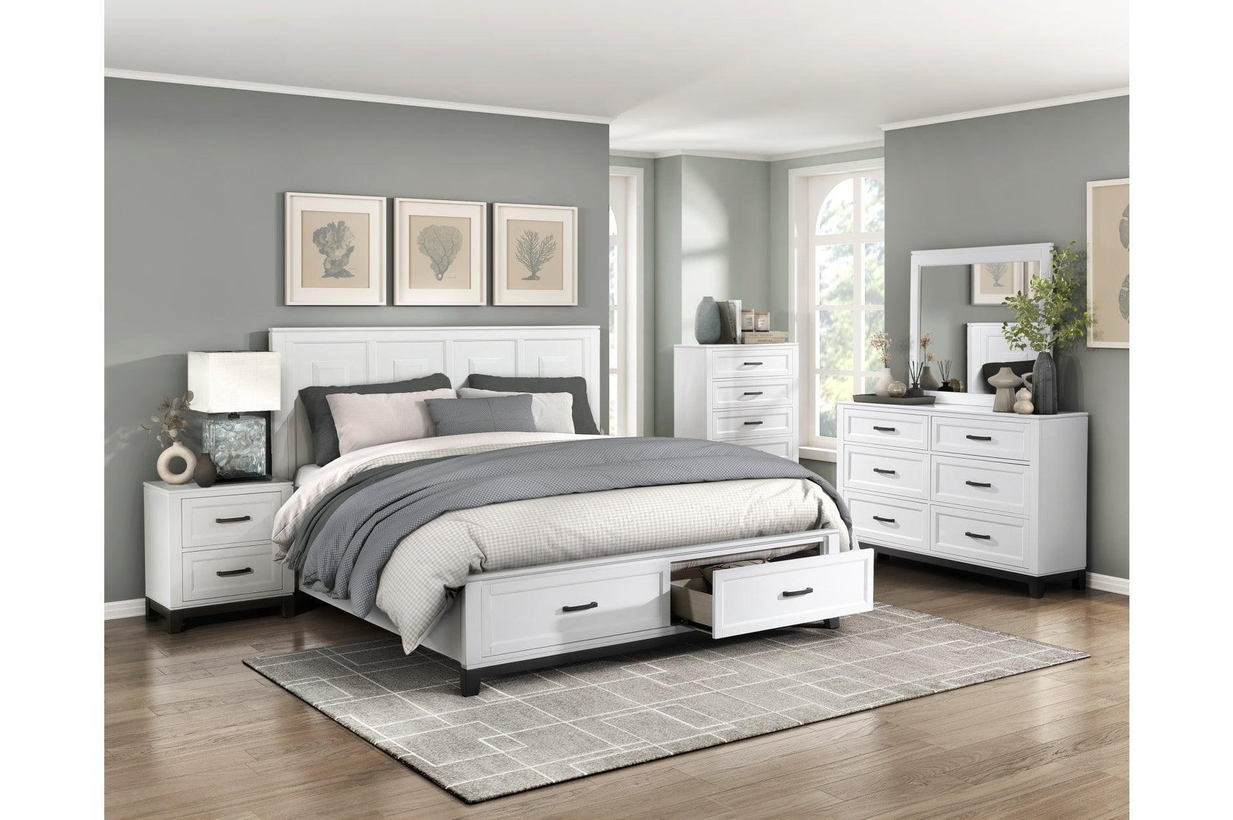 Garretson White Storage Platform Bedroom Set