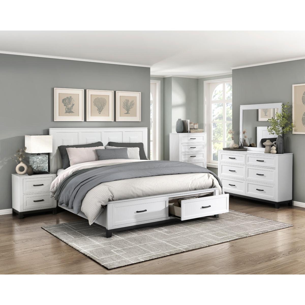 Hela White Storage Platform Queen Bed