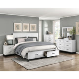 Hela White Storage Platform King Bed