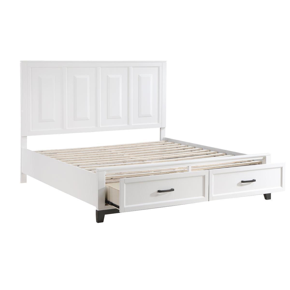 Hela White Storage Platform King Bed