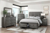 Garretson Gray Modern Transitional Okume Veneer Solid Wood Metal Storage Bedroom Set - Ella Furniture