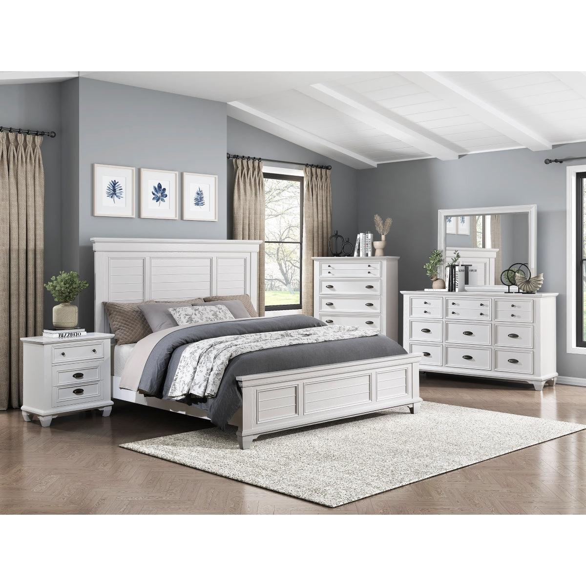 Mackinac White Modern Traditional Transitional Solid Wood King Bed - Ella Furniture