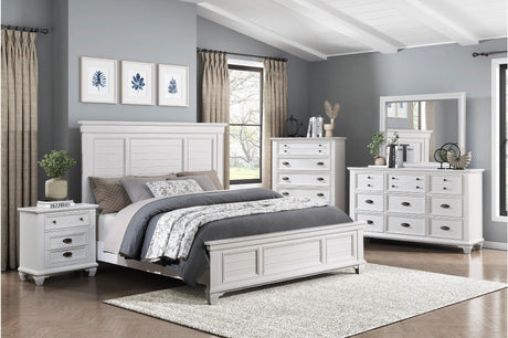 Mackinac White Modern Traditional Transitional Solid Wood Bedroom Set - Ella Furniture