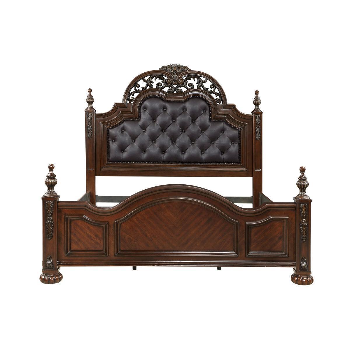 Owen Cherry Upholstered Panel Queen Bed