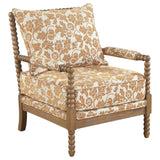 Blanchett Upholstered Bobbin Accent Chair Apricot and Distressed Brown — product view