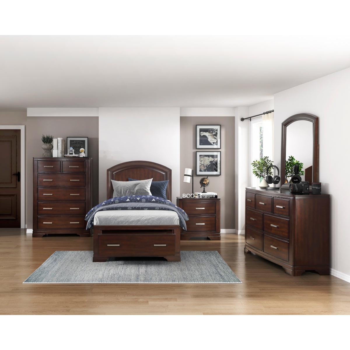 Hudson Cherry Storage Platform Twin Bed