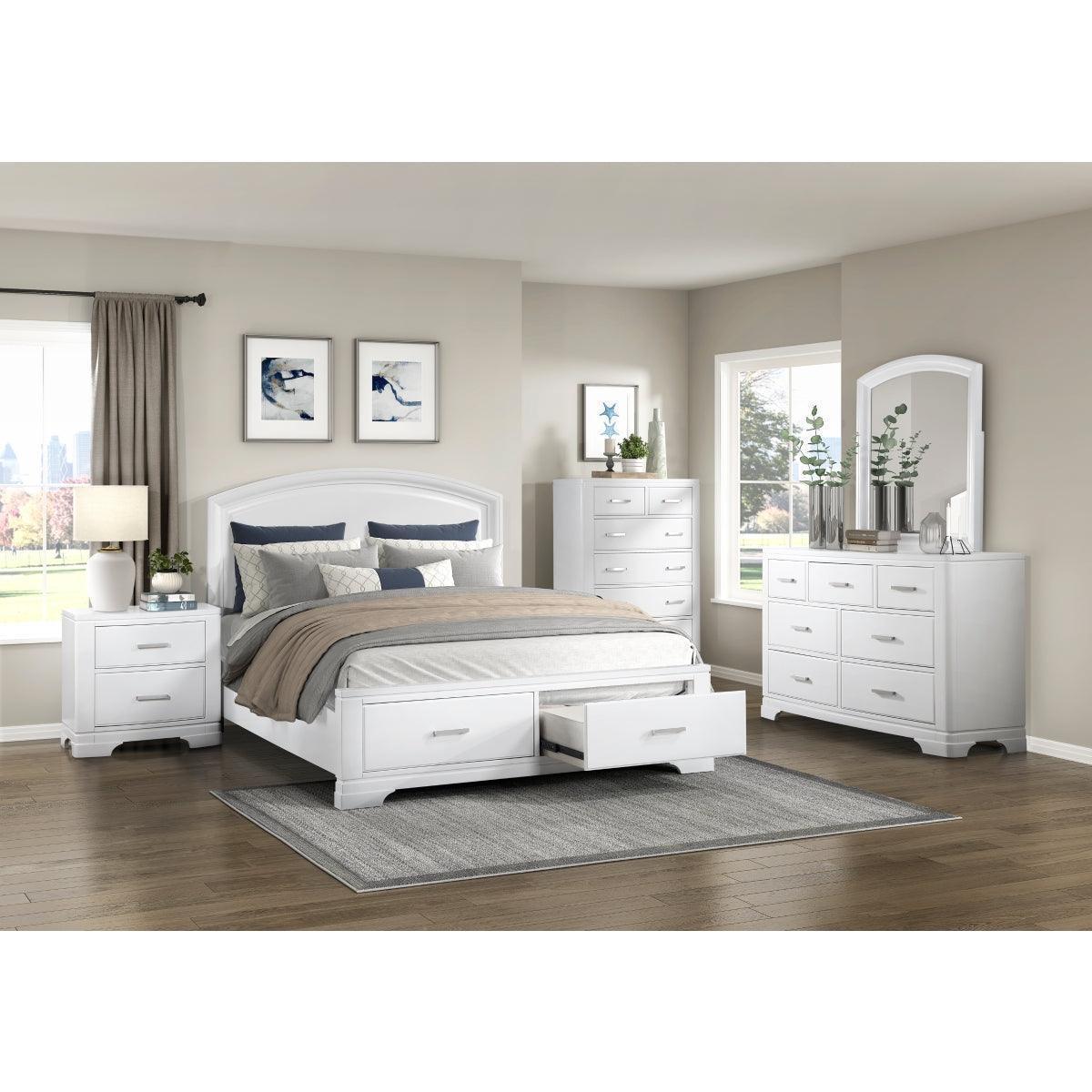 Heinz White Storage Platform King Bed
