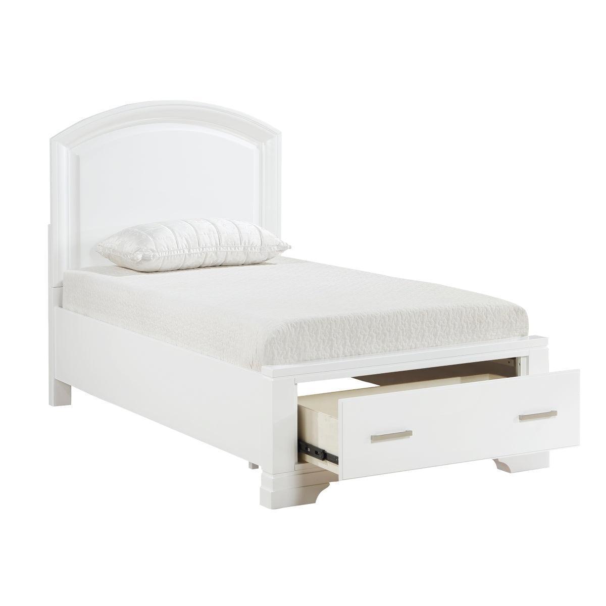 Hudson White Storage Platform Twin Bed