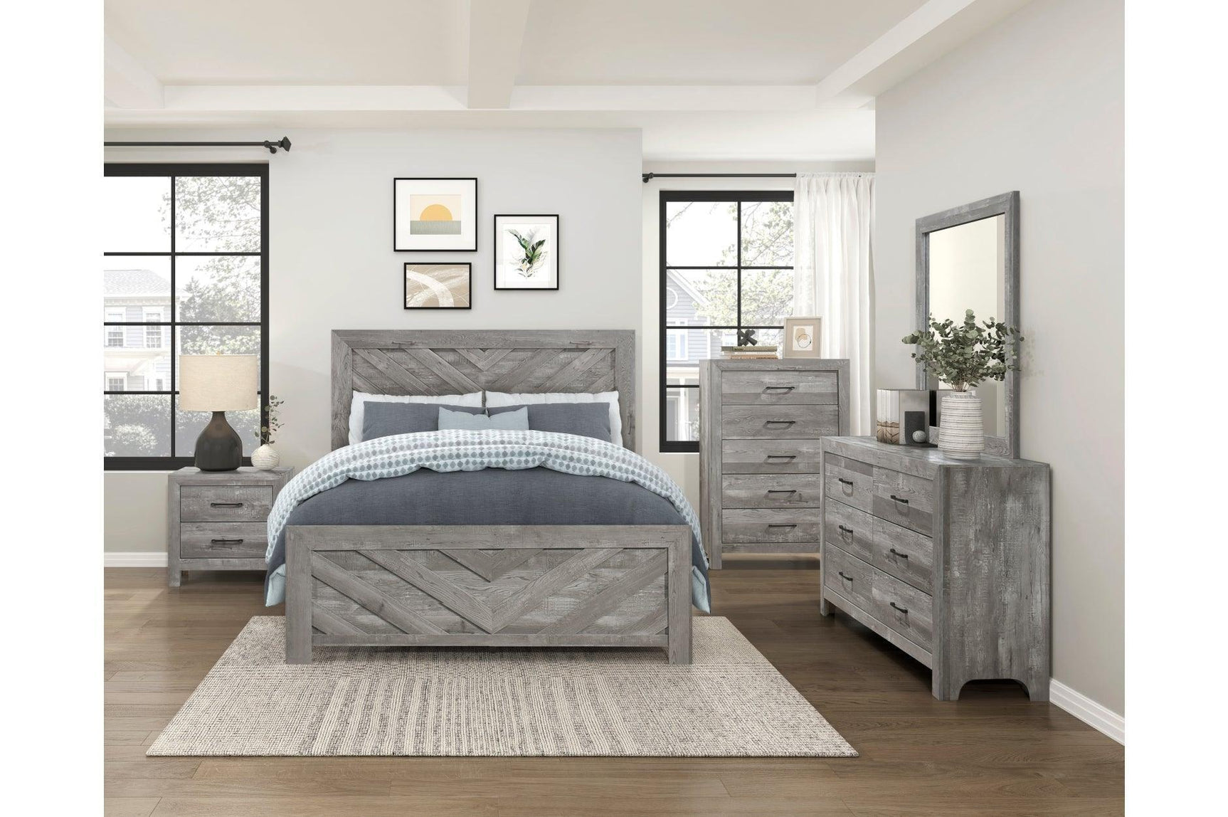 Corbin Rustic Gray Panel Bedroom Set