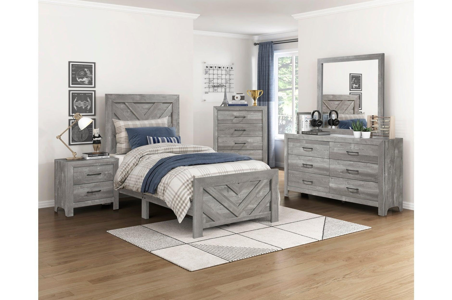 Corbin Rustic Gray Panel Bedroom Set