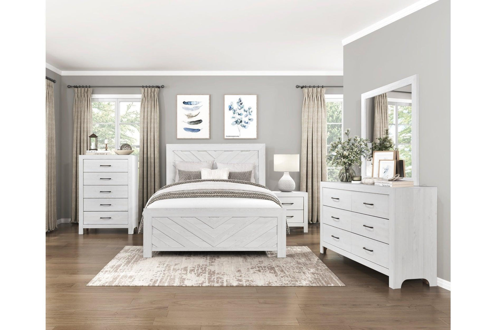 Corbin Rustic White Panel Bedroom Set