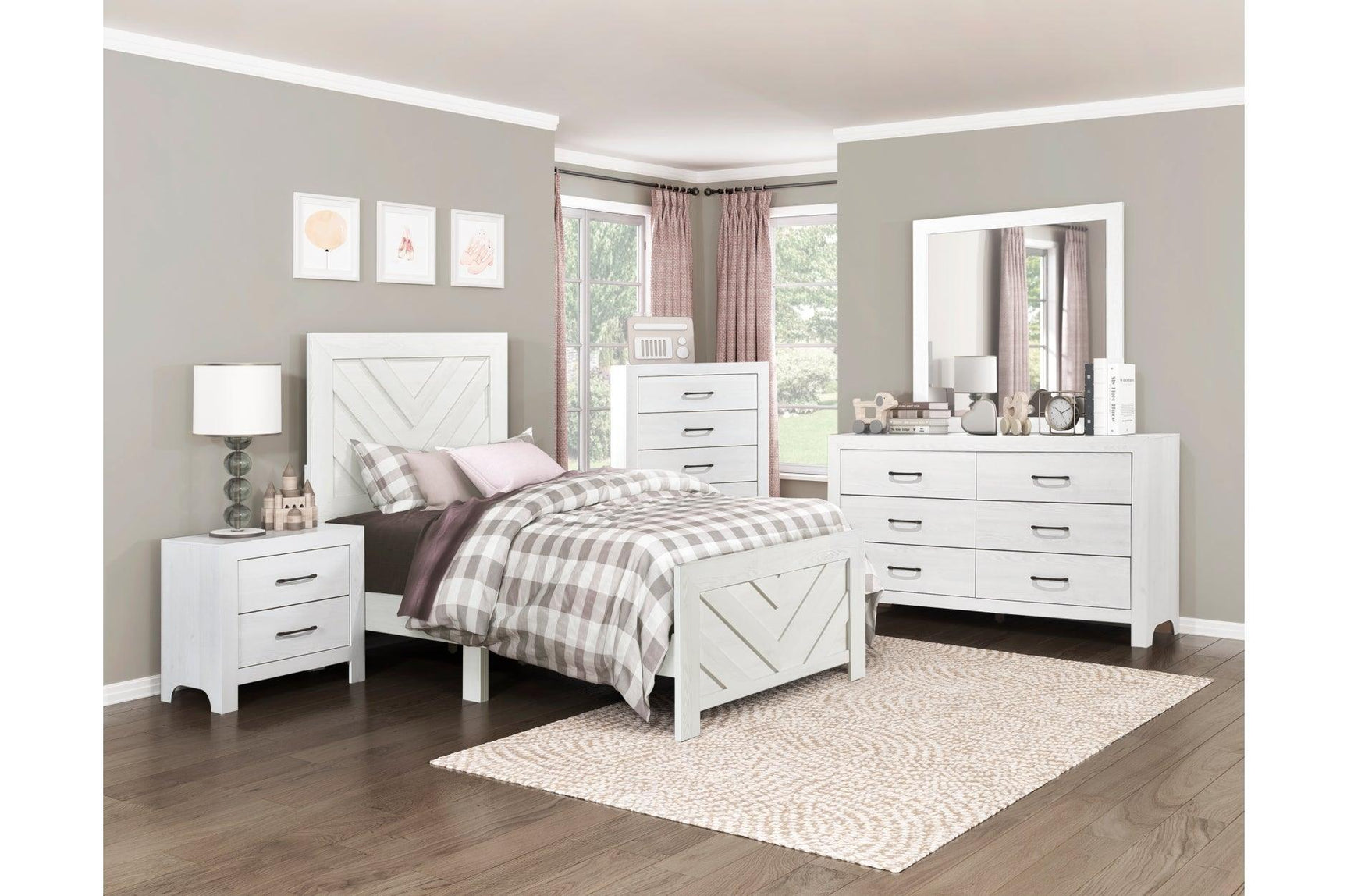 Corbin Rustic White Panel Bedroom Set