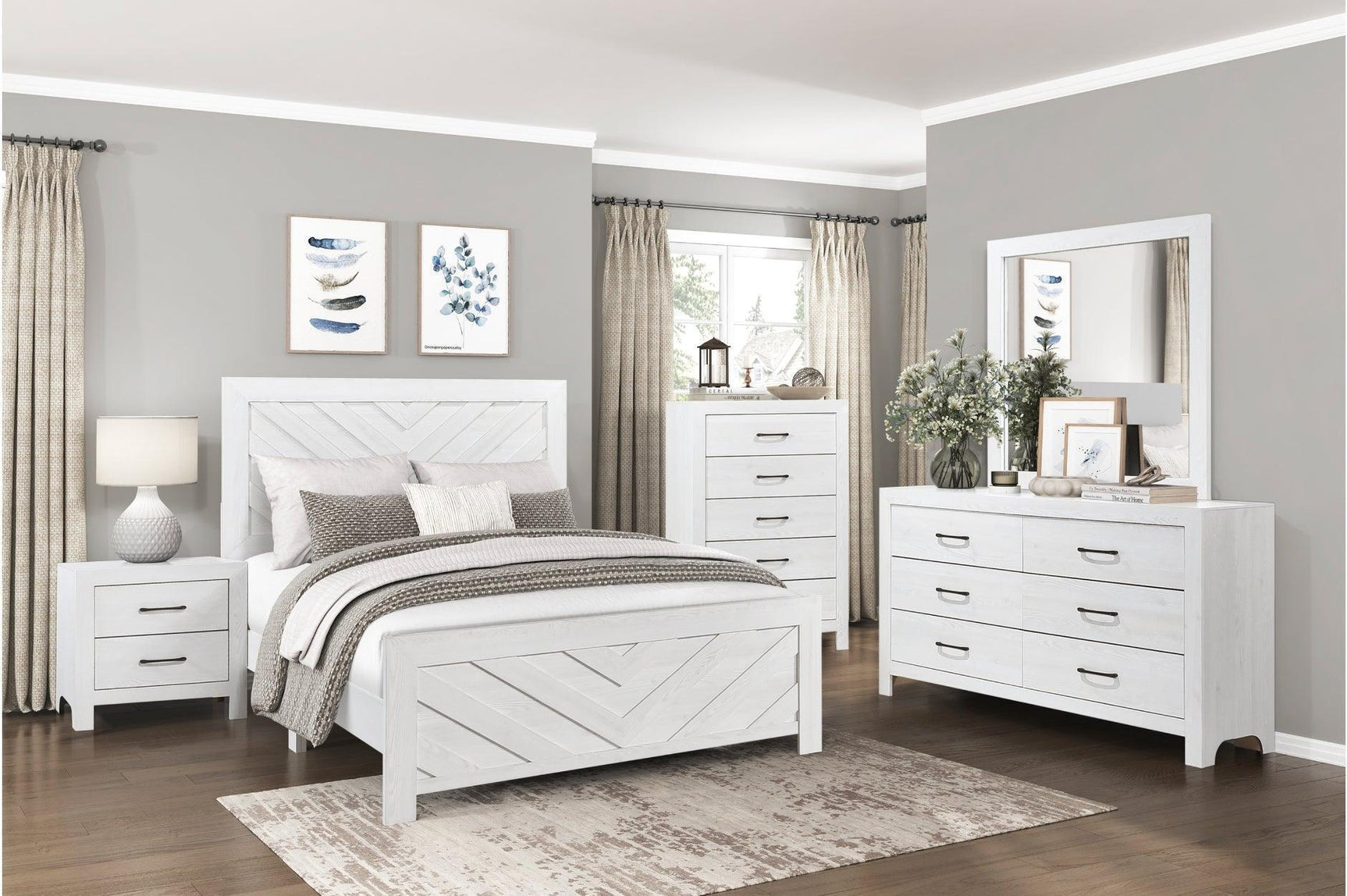 Corbin Rustic White Panel Bedroom Set