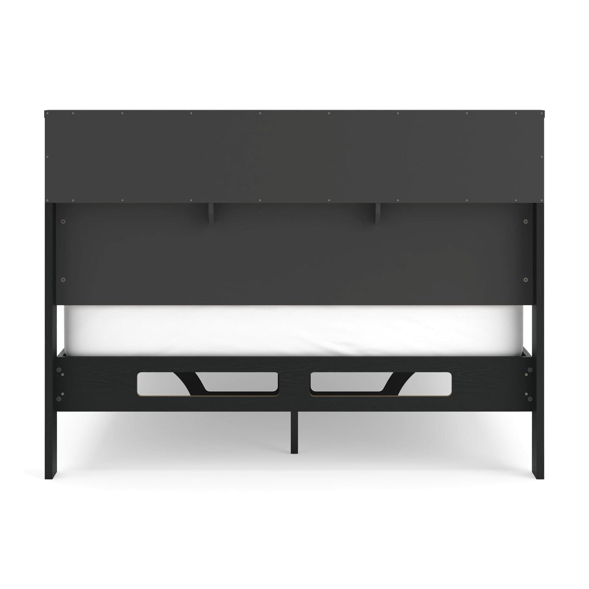 Kozmour Black/Brown Queen Bookcase Complete Bed Frame — back view