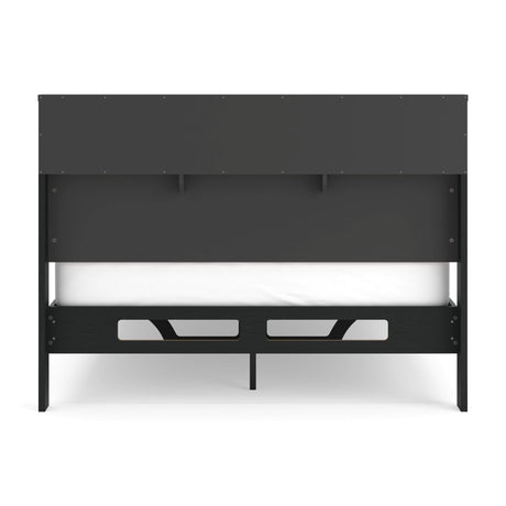 Kozmour Black/Brown Queen Bookcase Complete Bed Frame — back view