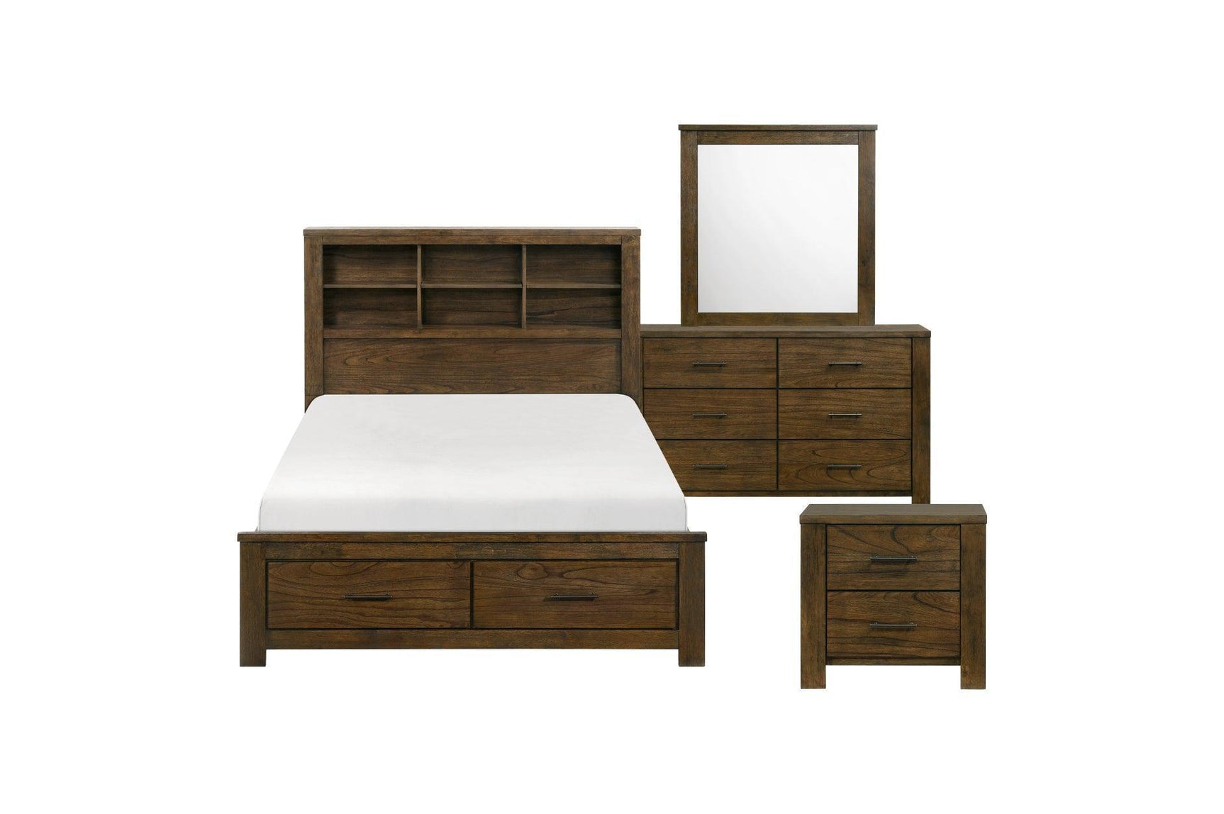 Sullivan Dark Brown Bookcase Storage Platform Bedroom Set