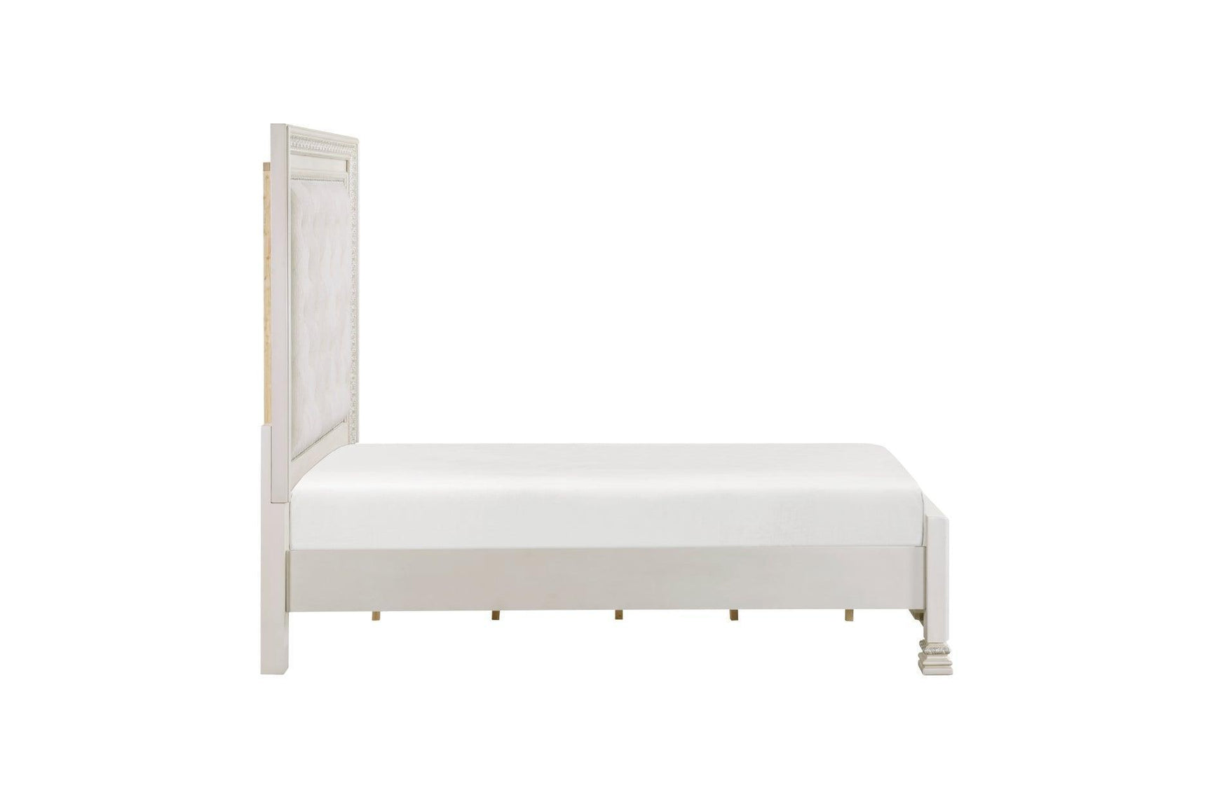 Theodora Pearl White Upholstered Tufted Panel Bedroom Set