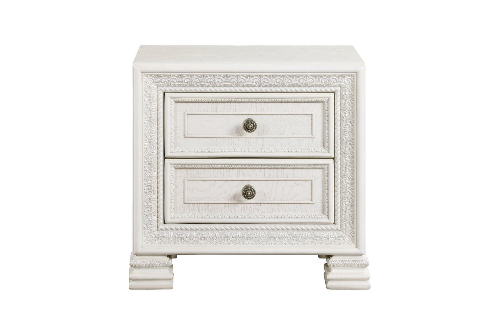Theodora Pearl White Upholstered Tufted Panel Bedroom Set