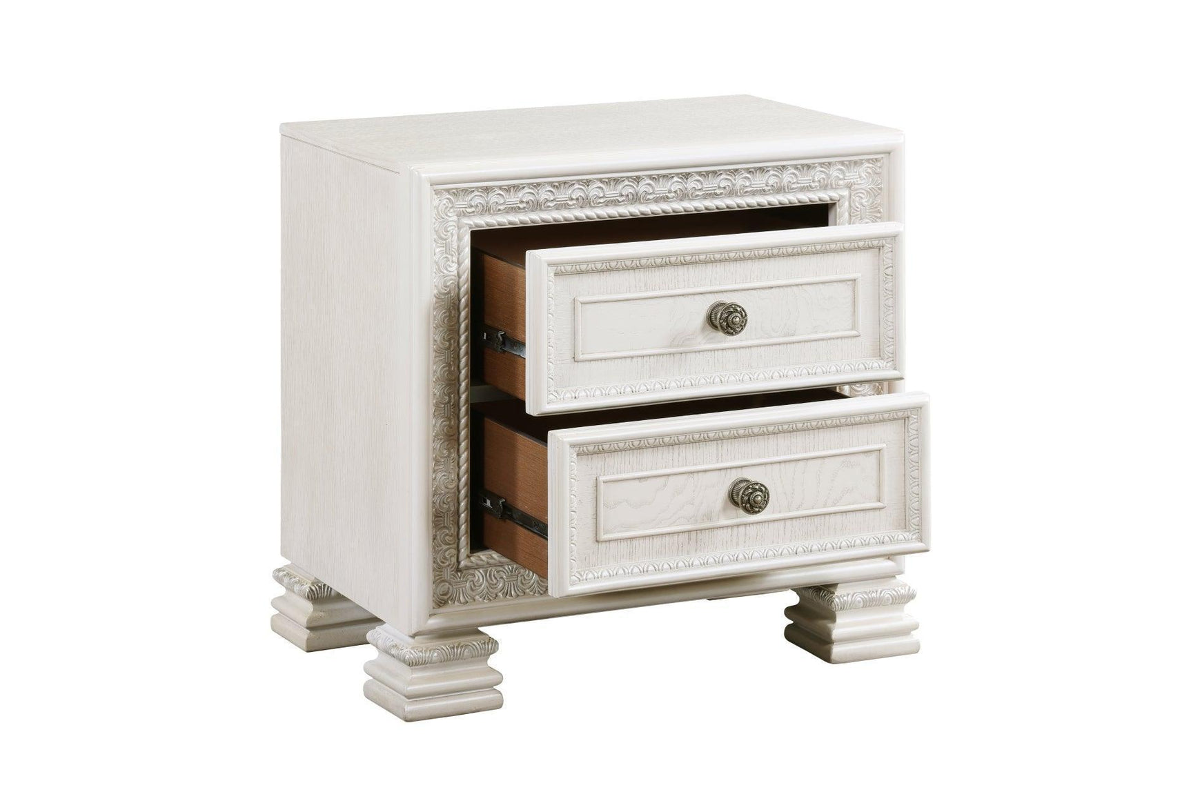 Theodora Pearl White Upholstered Tufted Panel Bedroom Set
