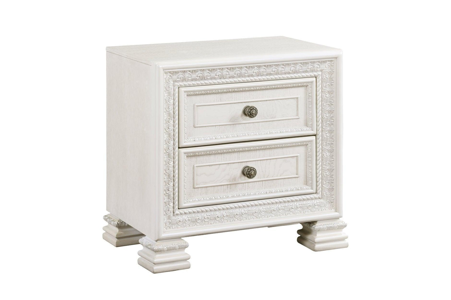Theodora Pearl White Upholstered Tufted Panel Bedroom Set
