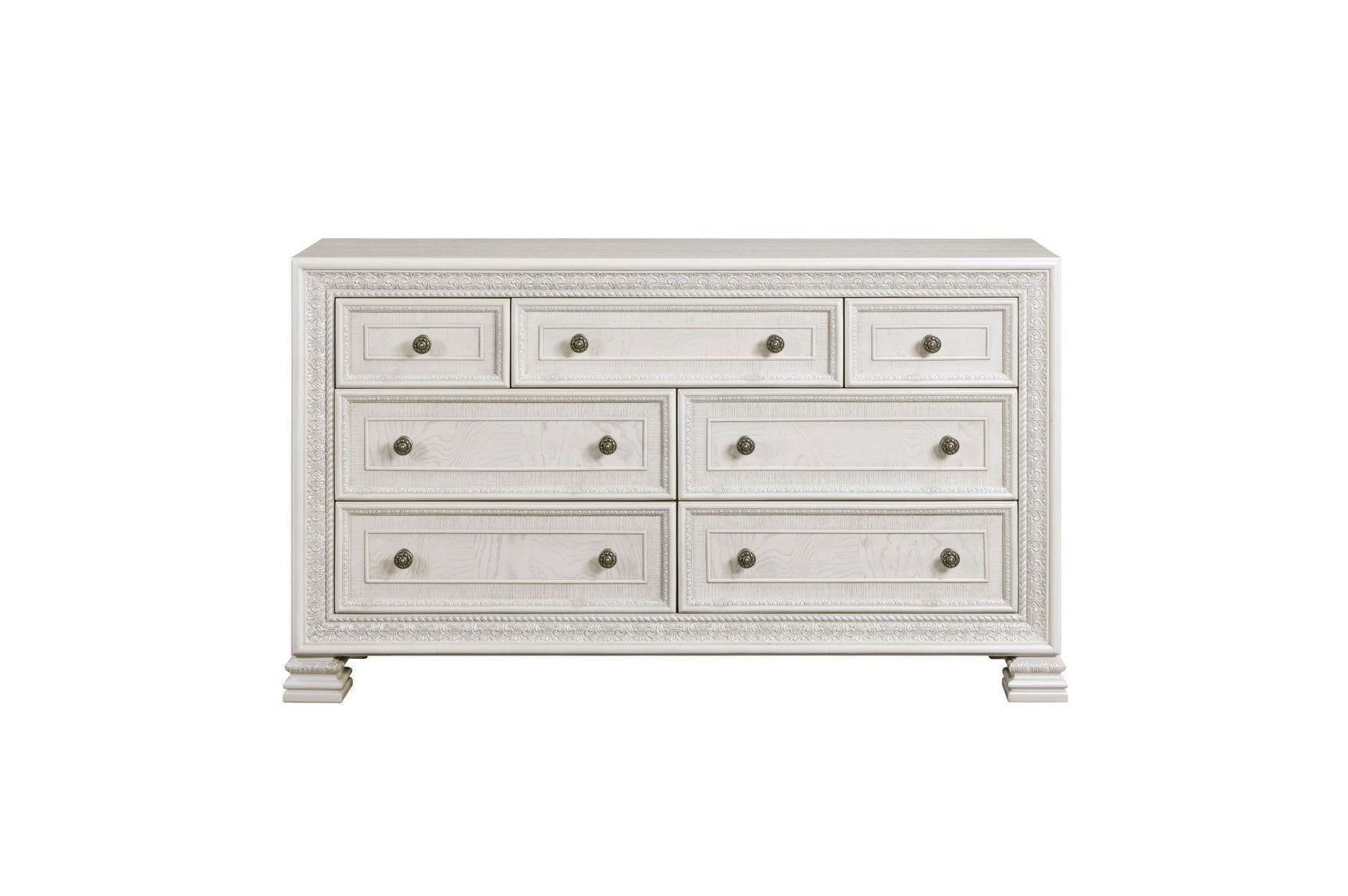 Theodora Pearl White Upholstered Tufted Panel Bedroom Set