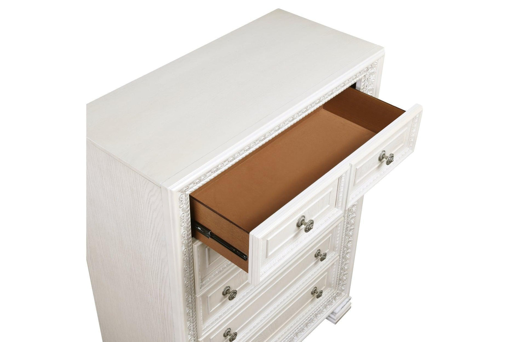 Theodora Pearl White Upholstered Tufted Panel Bedroom Set