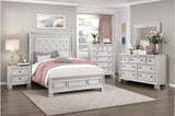 Theodora Pearl White Upholstered Tufted Panel Bedroom Set