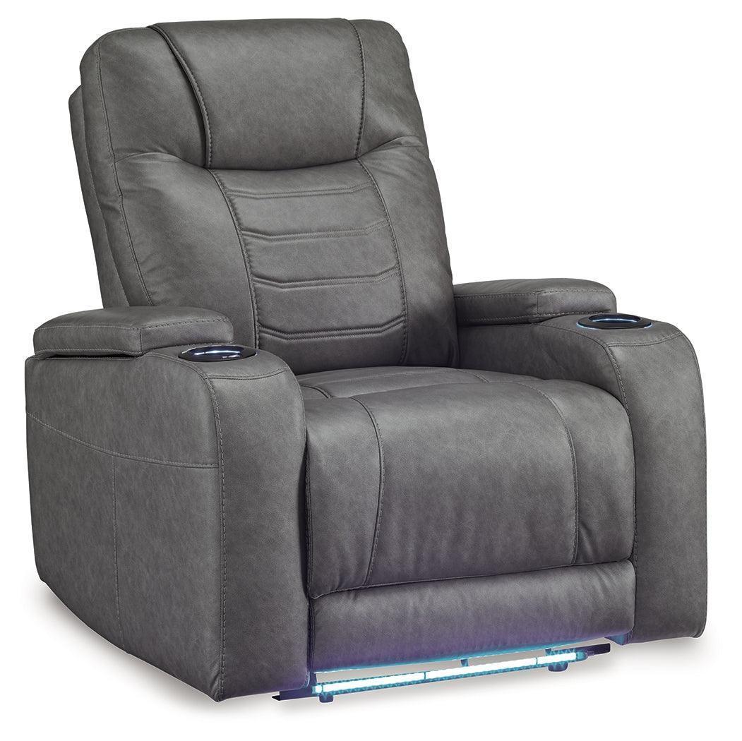 Schooner Rocks Slate Faux Leather Power Recliner