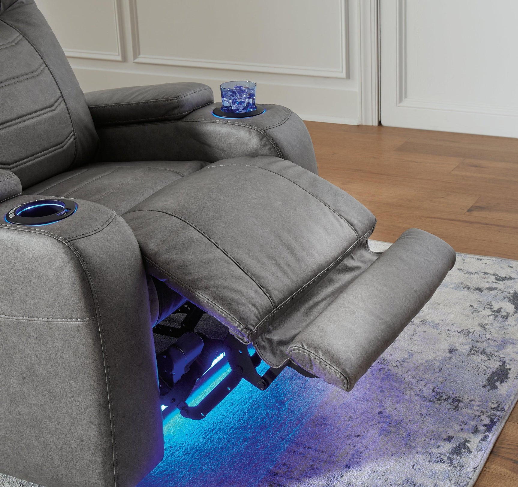 Schooner Rocks Slate Faux Leather Power Recliner