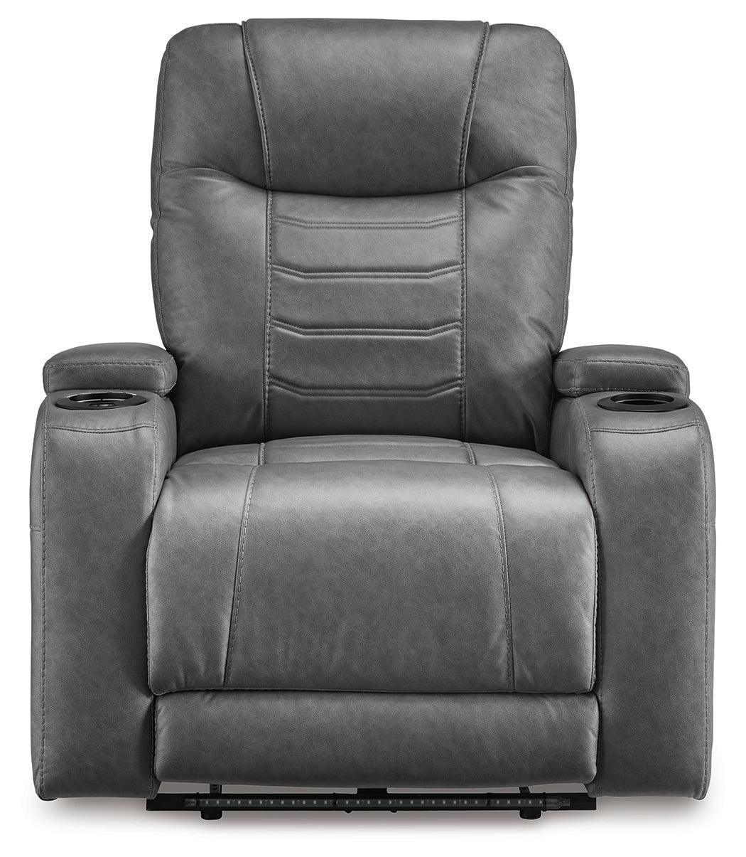 Schooner Rocks Slate Faux Leather Power Recliner