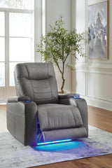 Schooner Rocks Slate Faux Leather Power Recliner