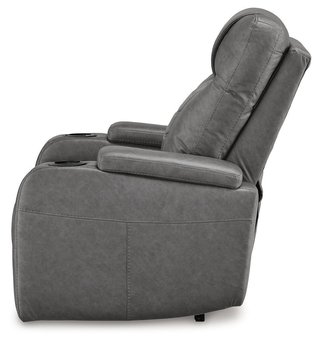 Schooner Rocks Slate Faux Leather Power Recliner