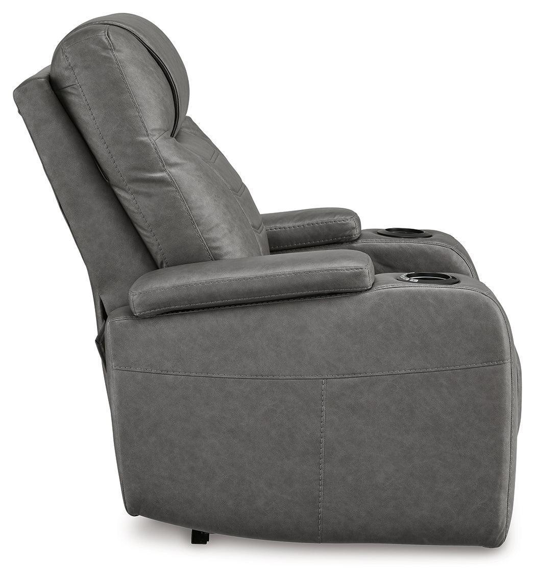 Schooner Rocks Slate Faux Leather Power Recliner