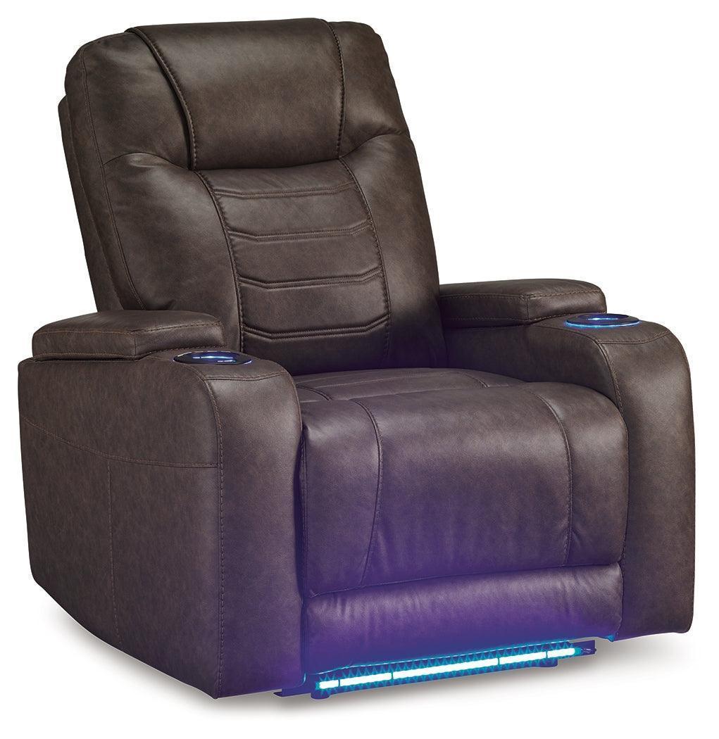 Schooner Rocks Umber Faux Leather Power Recliner