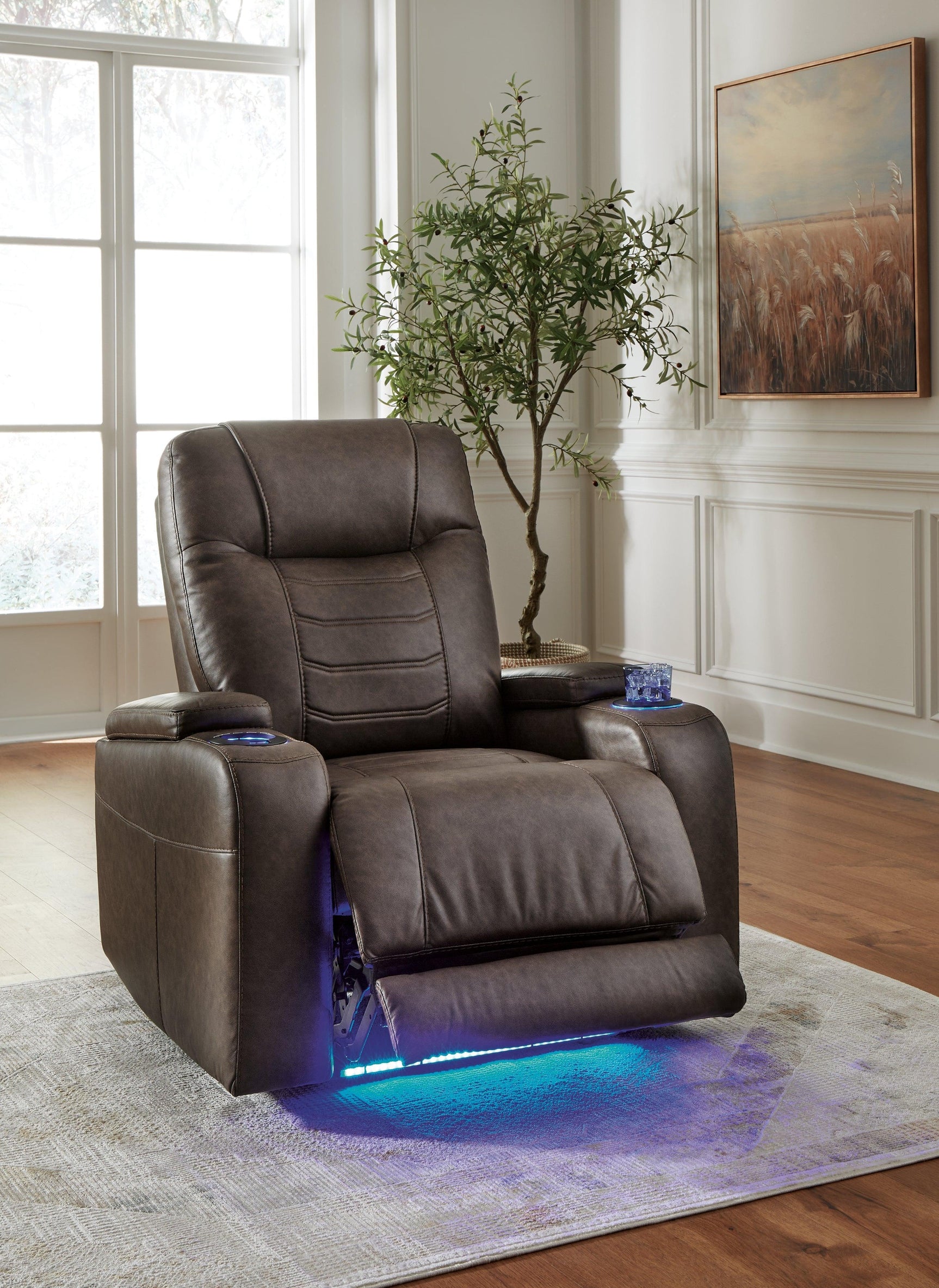 Schooner Rocks Umber Faux Leather Power Recliner