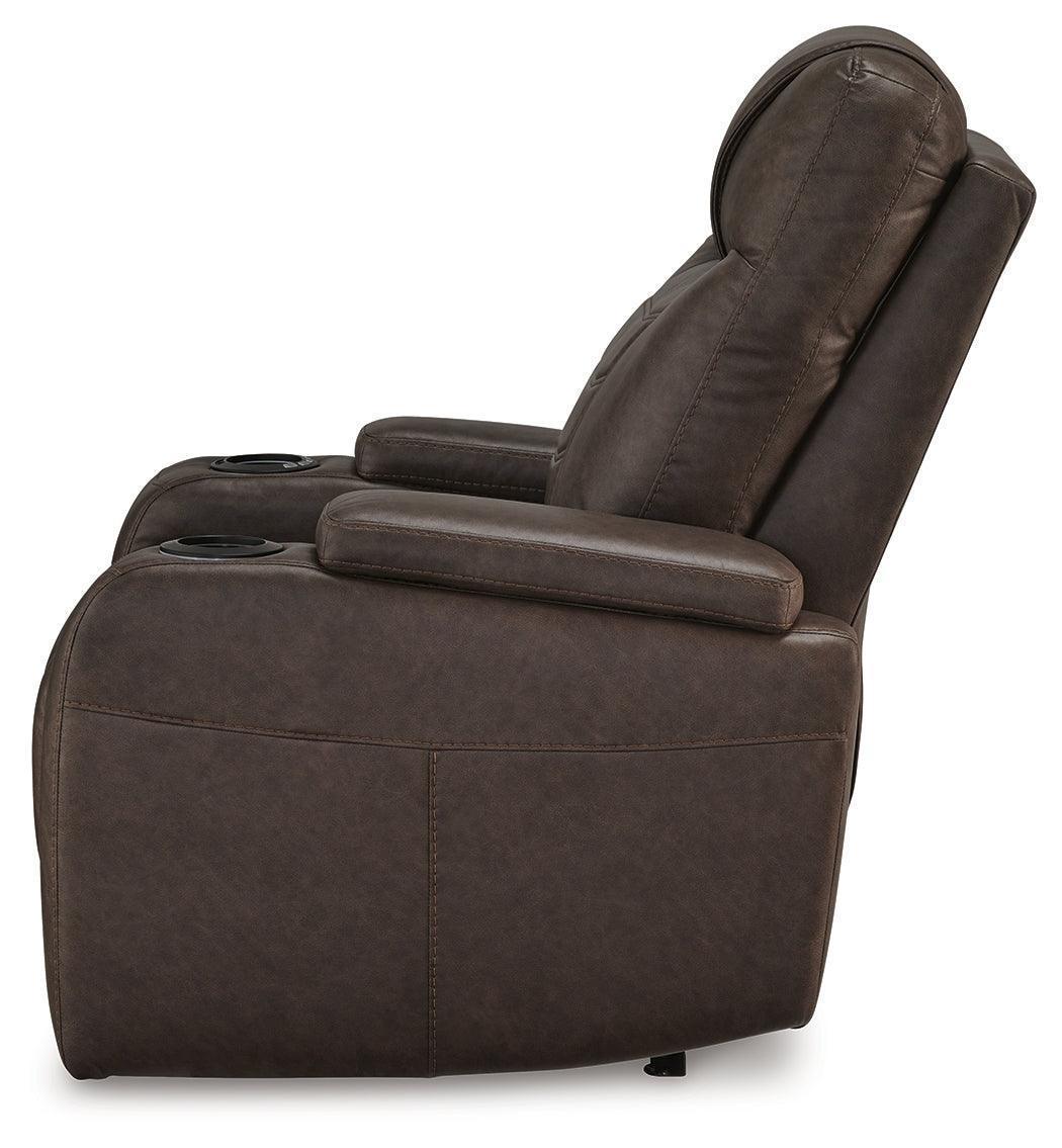 Schooner Rocks Umber Faux Leather Power Recliner