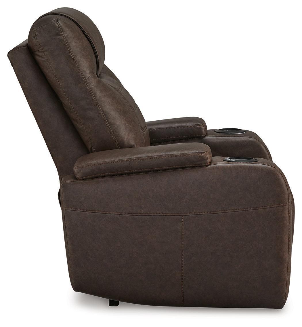 Schooner Rocks Umber Faux Leather Power Recliner