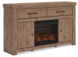 Garistyn Brown 62" TV Stand with Electric Fireplace — angled view