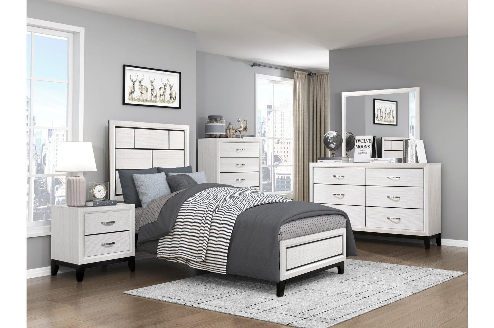 Davi White Panel Bedroom Set