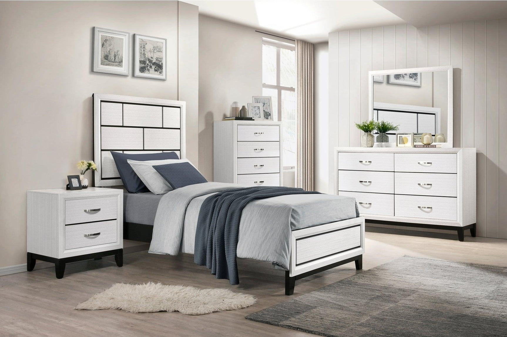 Davi White Panel Bedroom Set