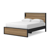 Kozmour Black/Brown Queen Bookcase Complete Bed Frame — angled view