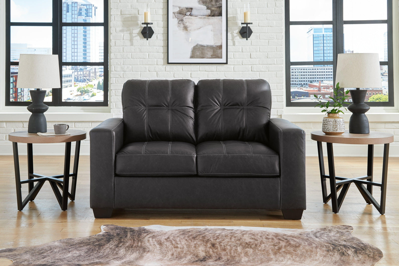 Barlin Mills Carbon Faux Leather Loveseat