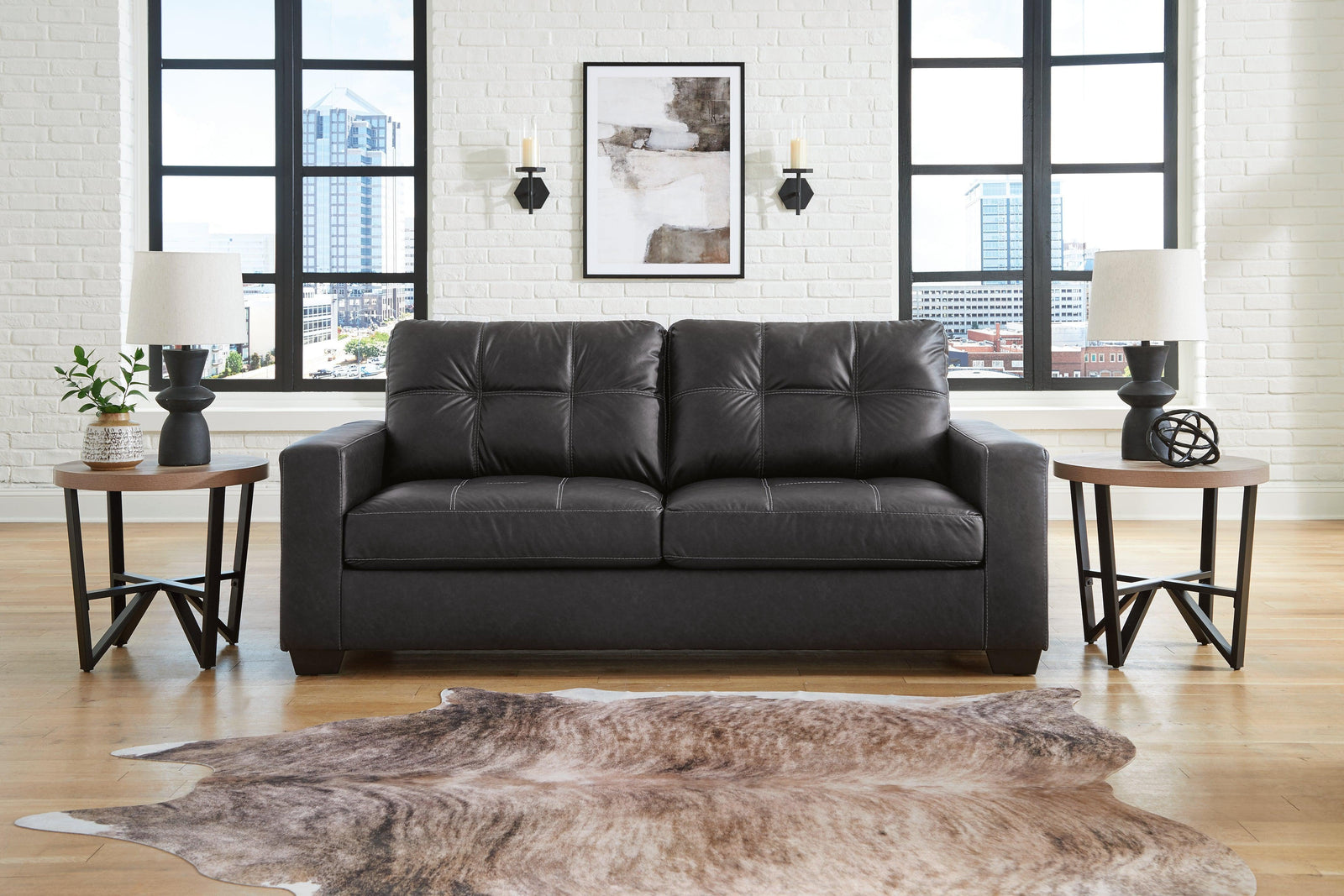 Barlin Mills Carbon Faux Leather Sofa