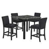 Lennon Black Upholstered Counter Height Set