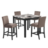 Lennon 5-Piece Faux Marble Counter Height Coffee Table Set in Brown view 2