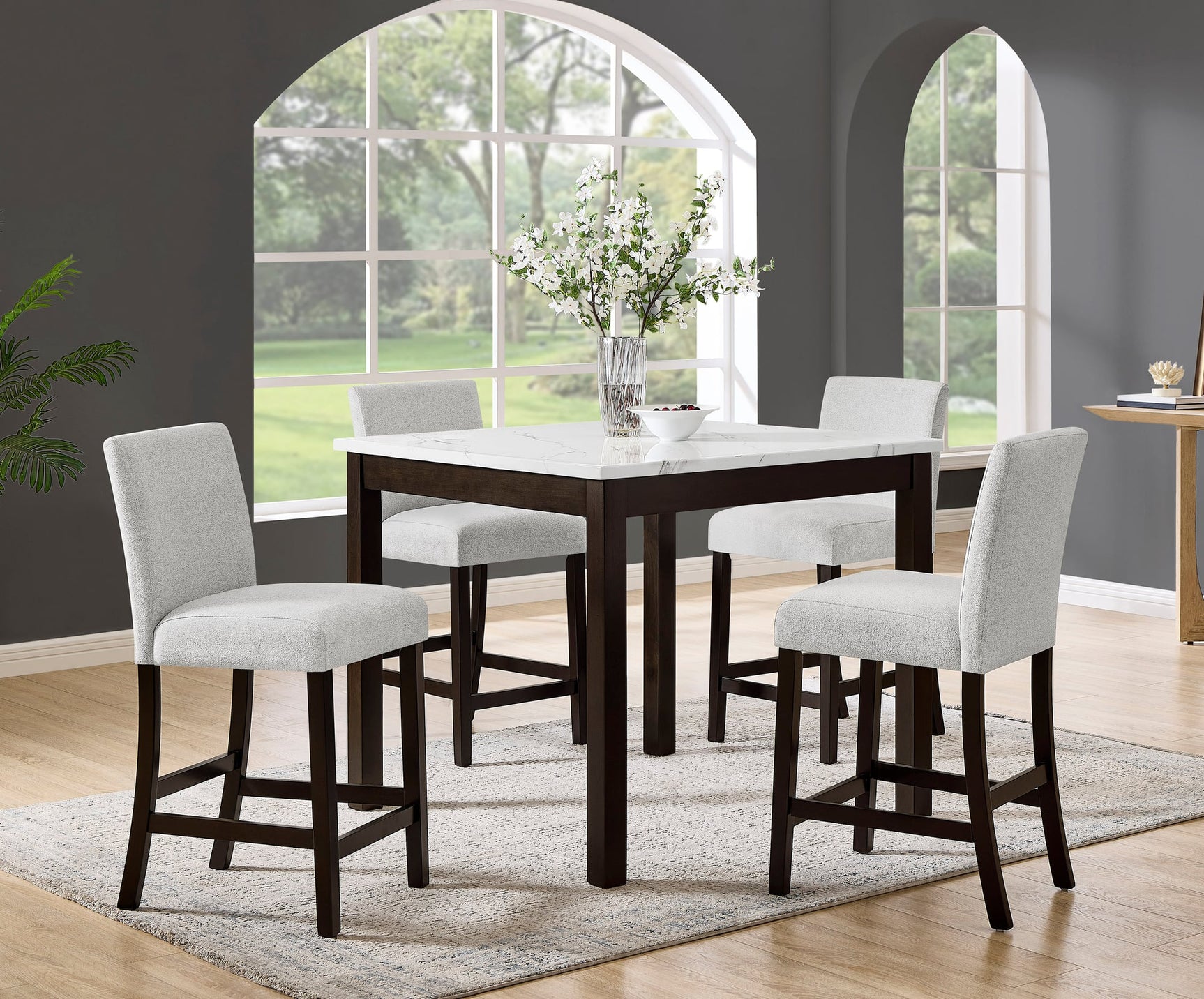 Lennon 5-Piece Brown Counter Height Dining Set from Ella Furniture