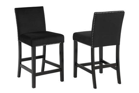 Lennon Black/White Velvet Modern Wood And Veneers 5-Piece Counter Height Dining Room Set - Ella Furniture