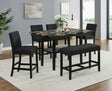 Marbel Faux Marble Counter Height Dining Set 5-Piece With Bench, Gold Black from Ella Furniture